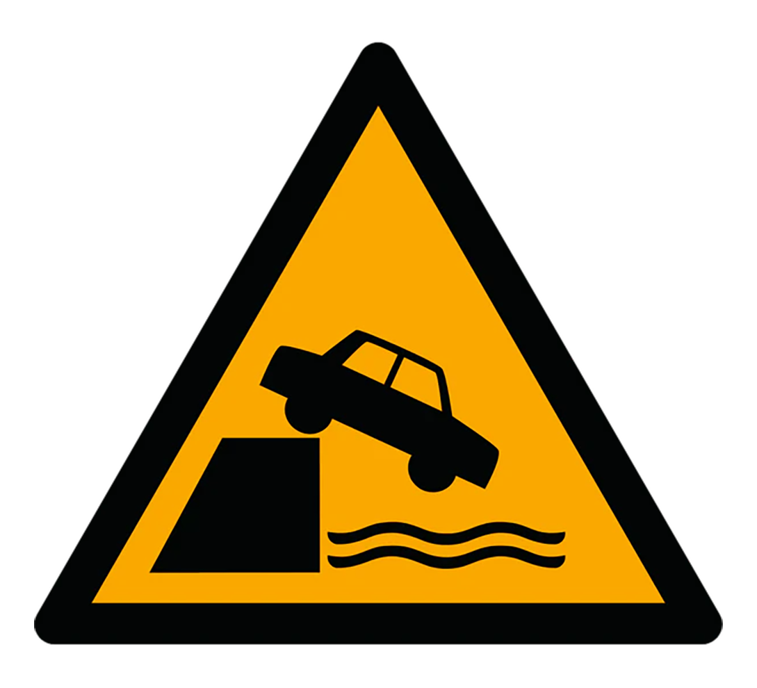 Warnzeichen Aufkleber - W051 - Warnung vor ungesicherter Uferkante