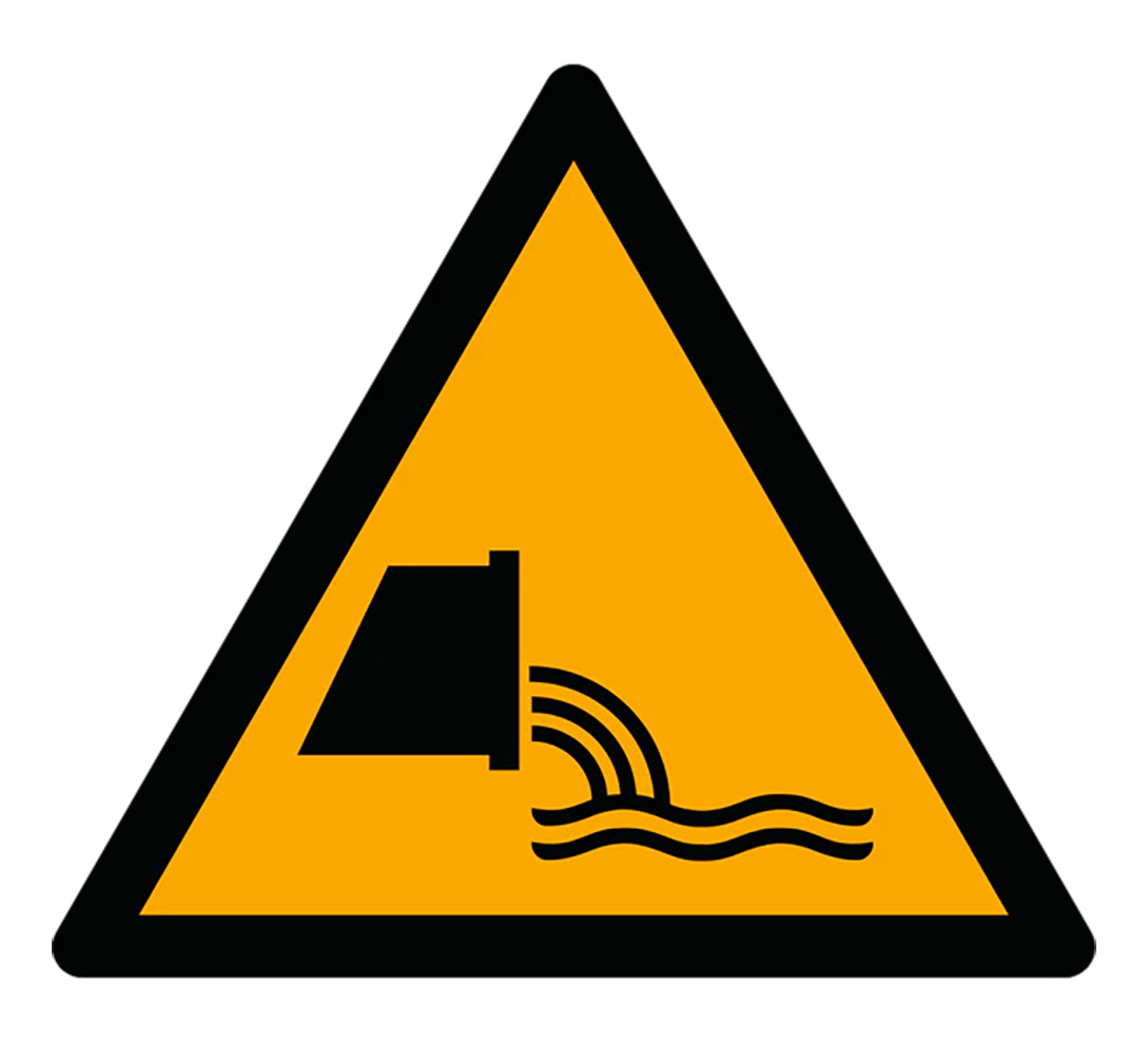 Warnzeichen Aufkleber - W056 - Warnung vor Tsunami-gefährdetem Bereich