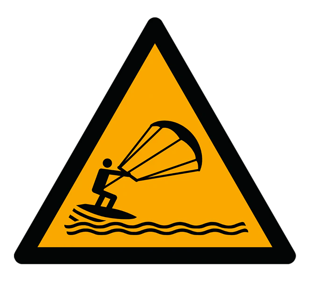 Warnzeichen Aufkleber - W062 - Warnung vor Kitesurfern