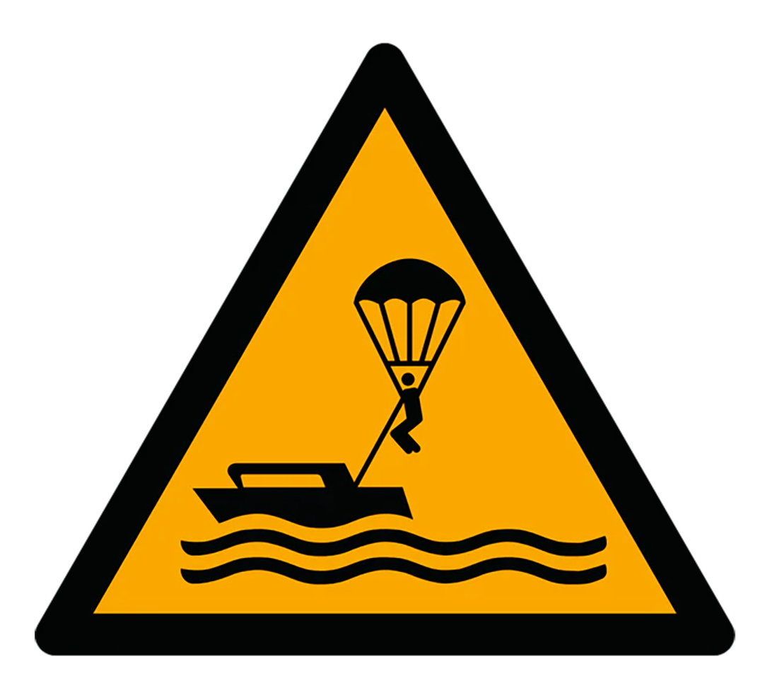 Warnzeichen Aufkleber - W063 - Warnung vor Parasailing