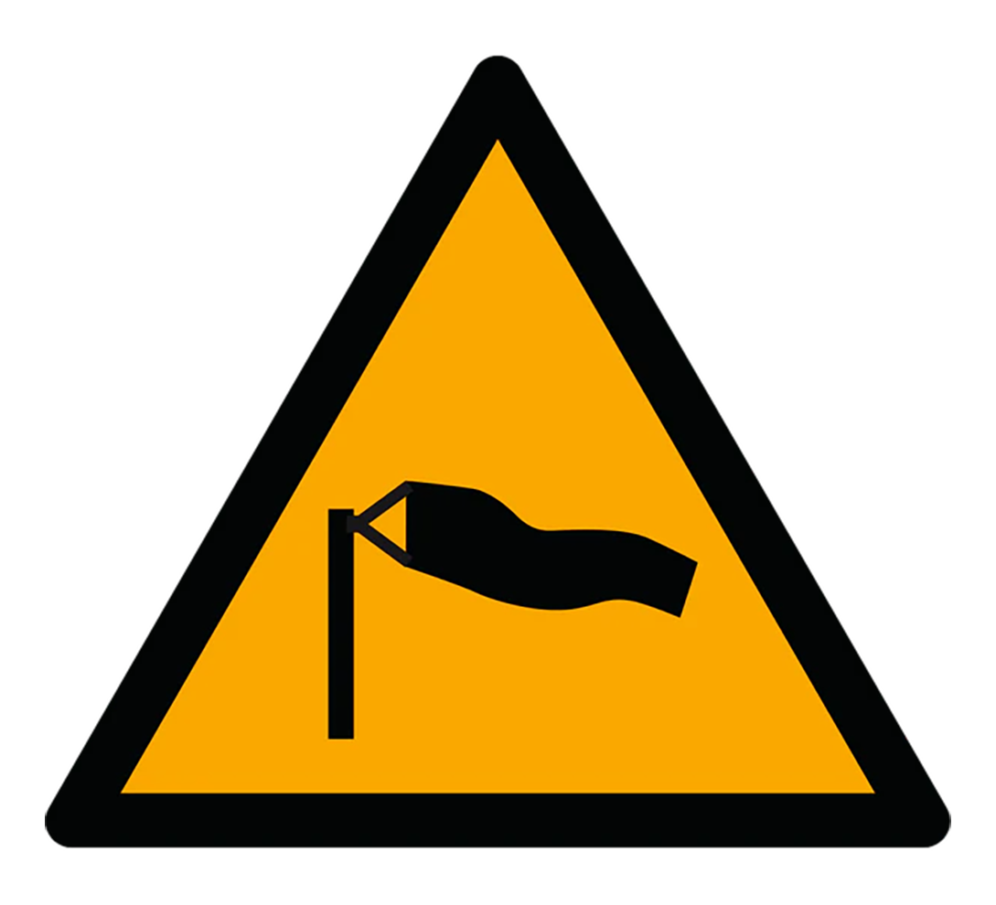 Warnzeichen Aufkleber - W064 - Warnung vor starkem Wind