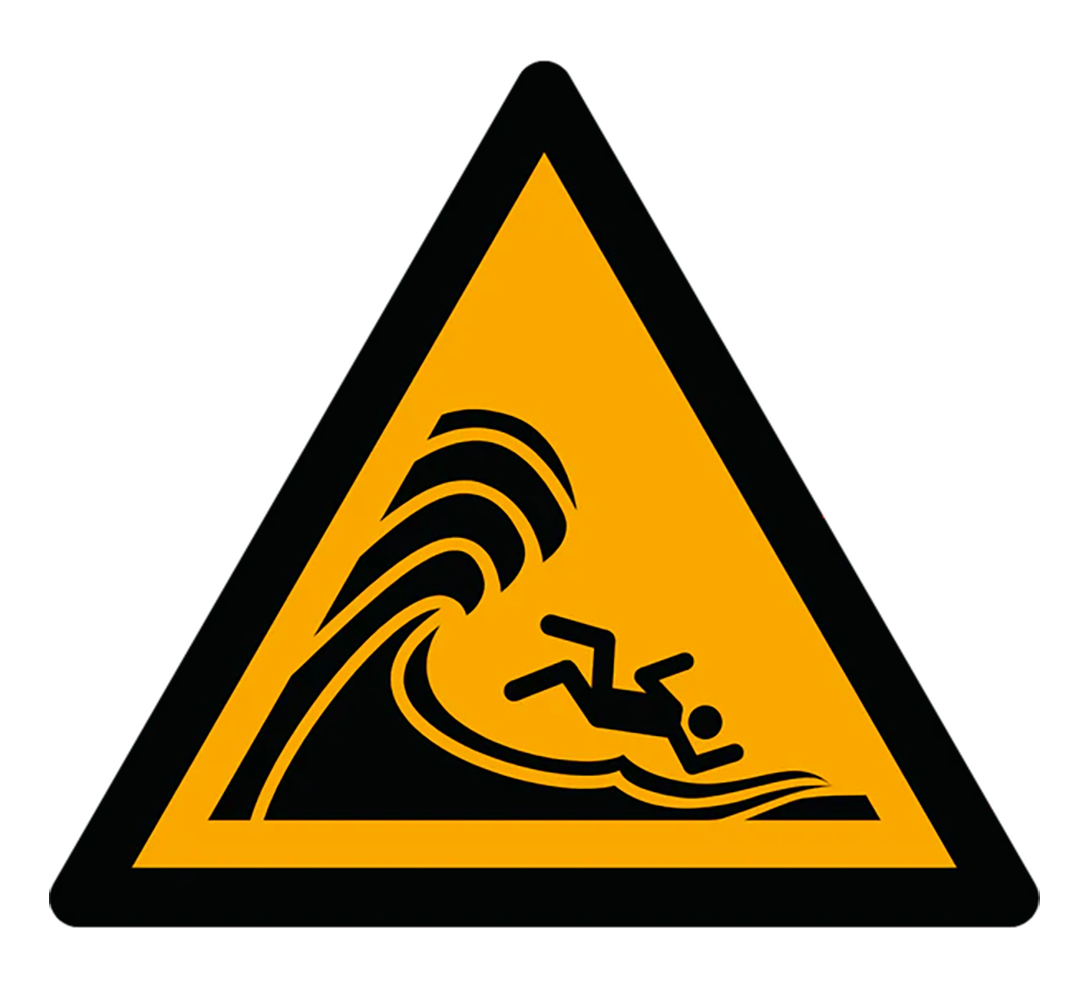 Warnzeichen Aufkleber - W065 - Warnung vor hoher Brandung oder hohen brechenden Wellen