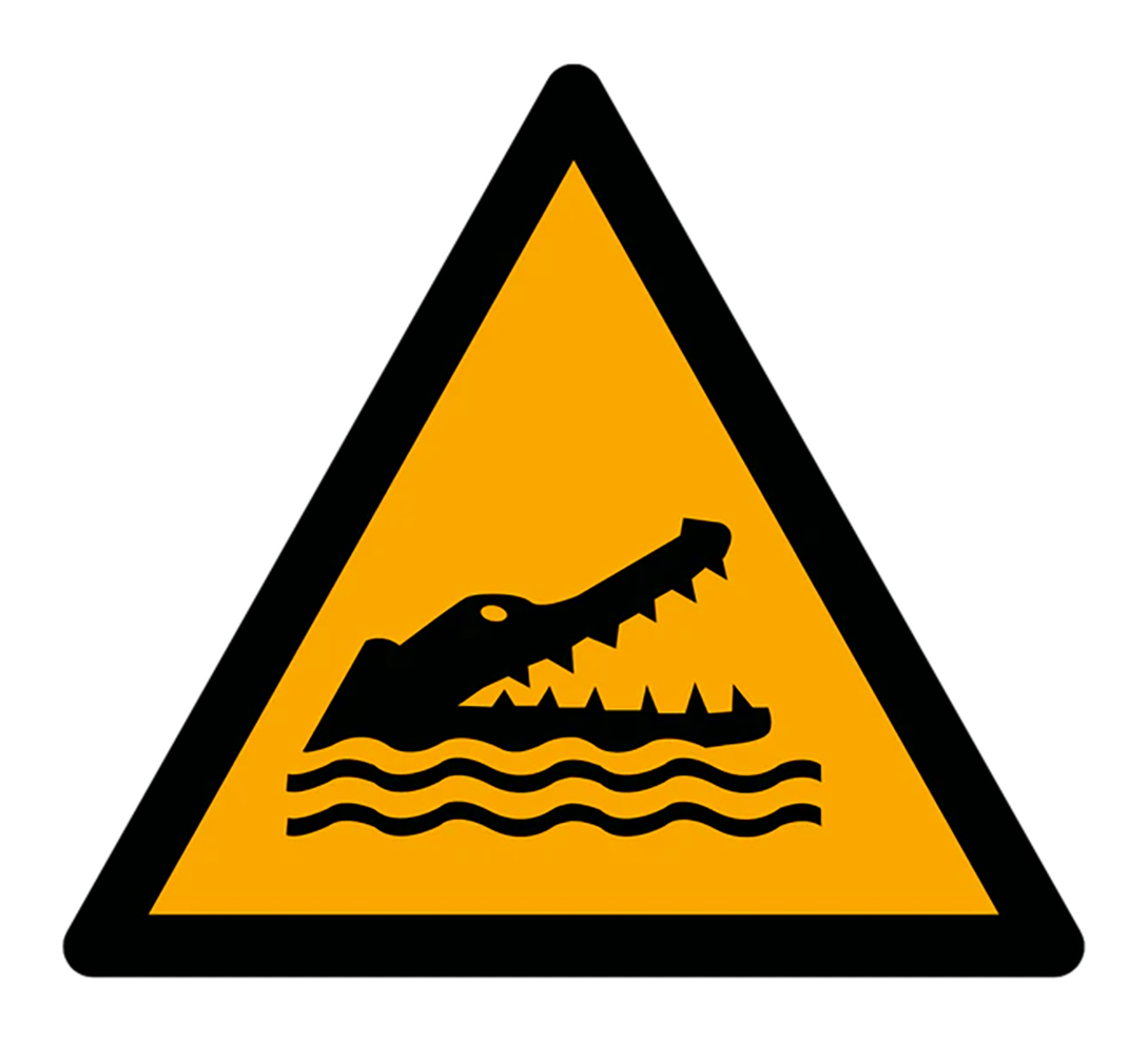 Warnzeichen Aufkleber - W067 - Warnung vor Krokodilen, Alligatoren oder Kaimanen