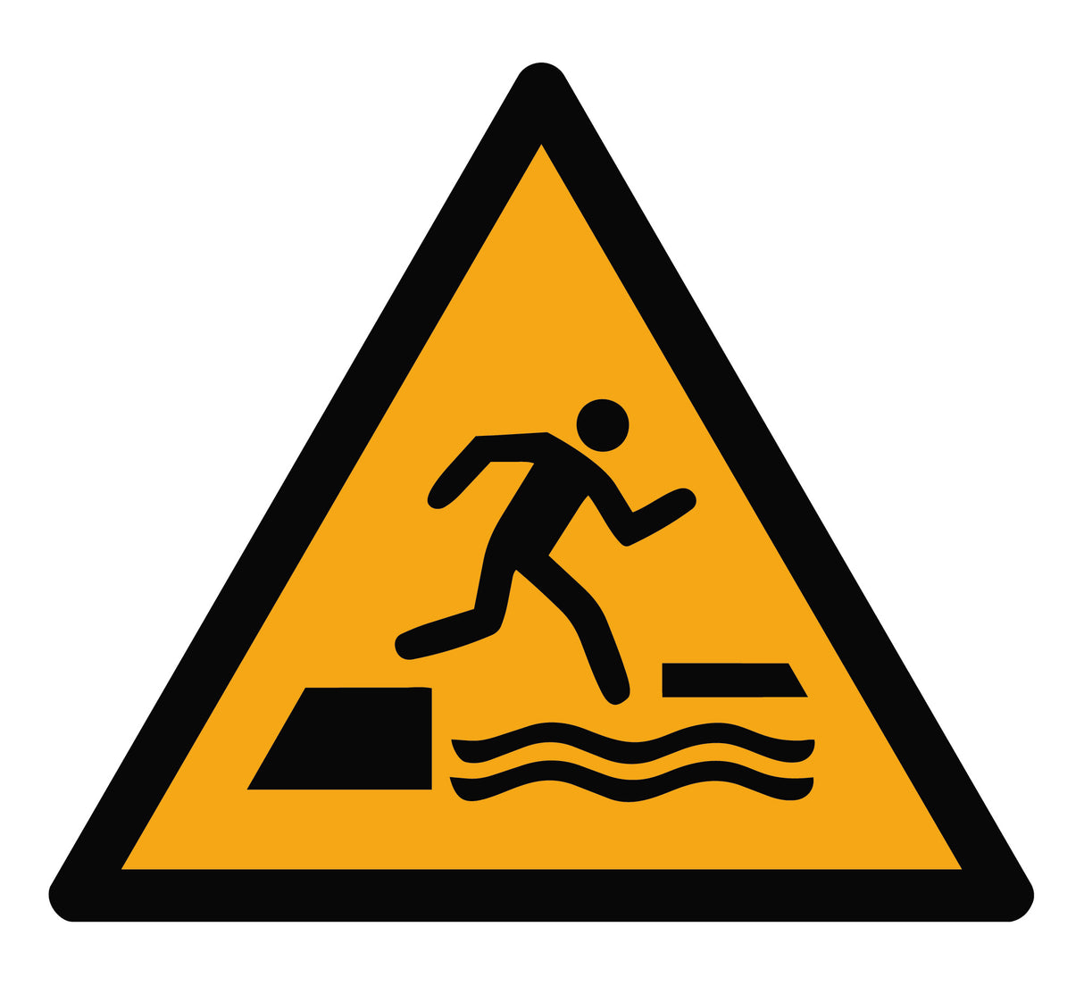 Warnzeichen Aufkleber - W068 - Warnung vor dem ins Wasser Fallen beim Betreten oder Verlassen einer schwimmenden Fläche
