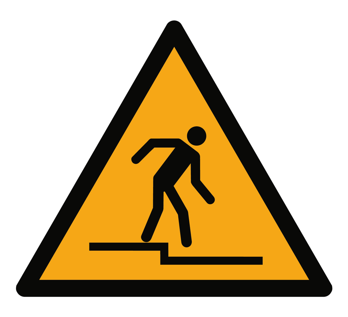 Warnzeichen Aufkleber - W070 - Warnung vor Abwärtsstufe