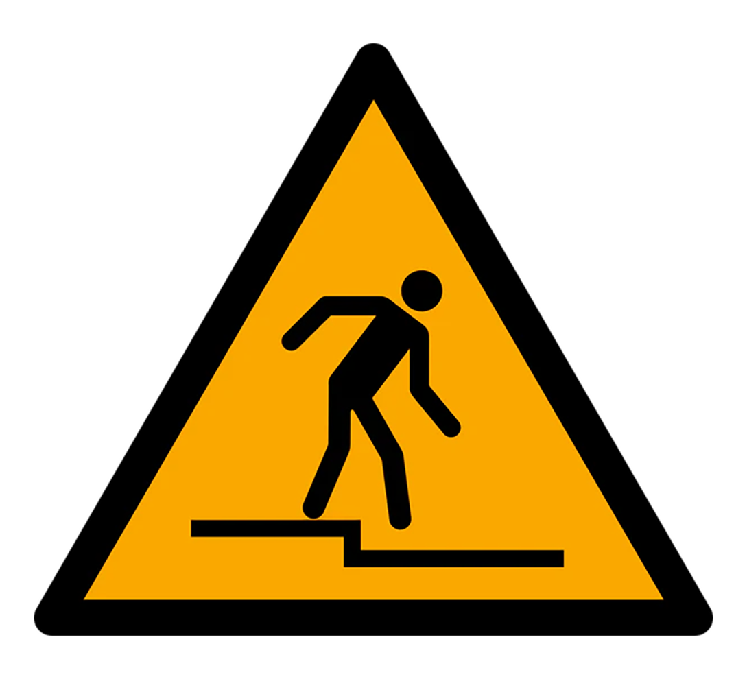Warnzeichen Aufkleber - W070 - Warnung vor Abwärtsstufe