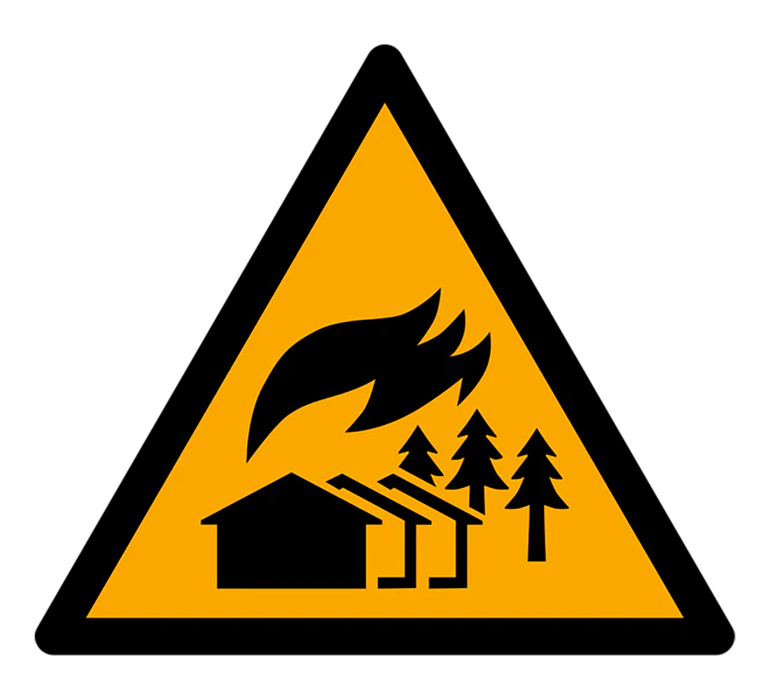 Warnzeichen Aufkleber - W073 - Warnung vor großflächigem Brandgebiet