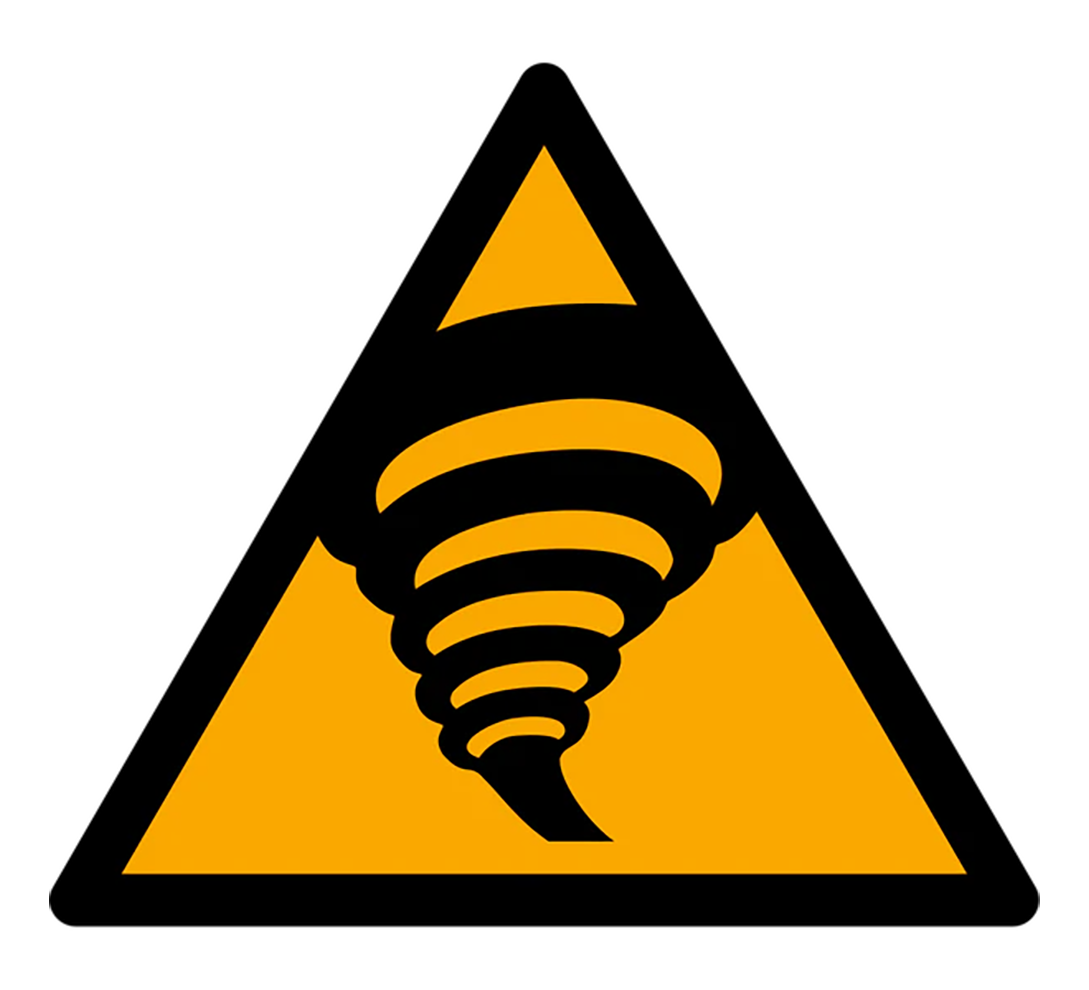 Warnzeichen Aufkleber - W074 - Warnung vor Tornadogebiet