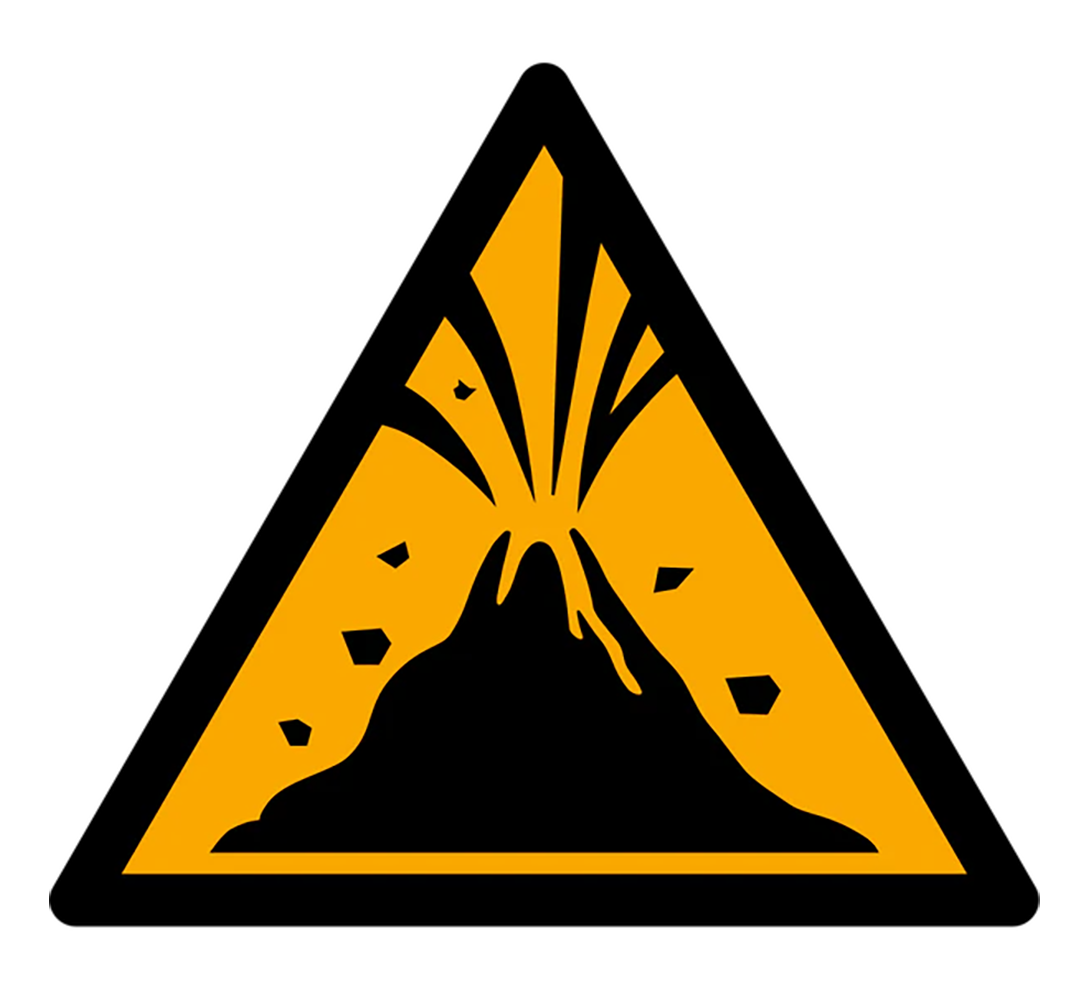 Warnzeichen Aufkleber - W075 - Warnung vor aktivem Vulkangebiet