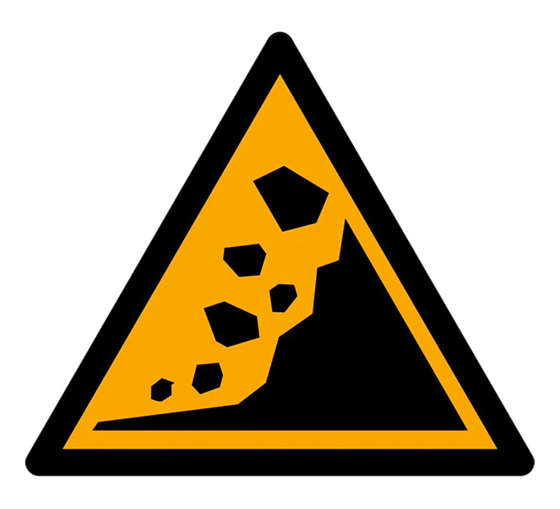 Warnzeichen Aufkleber - W078 - Warnung vor Erdrutschgebiet