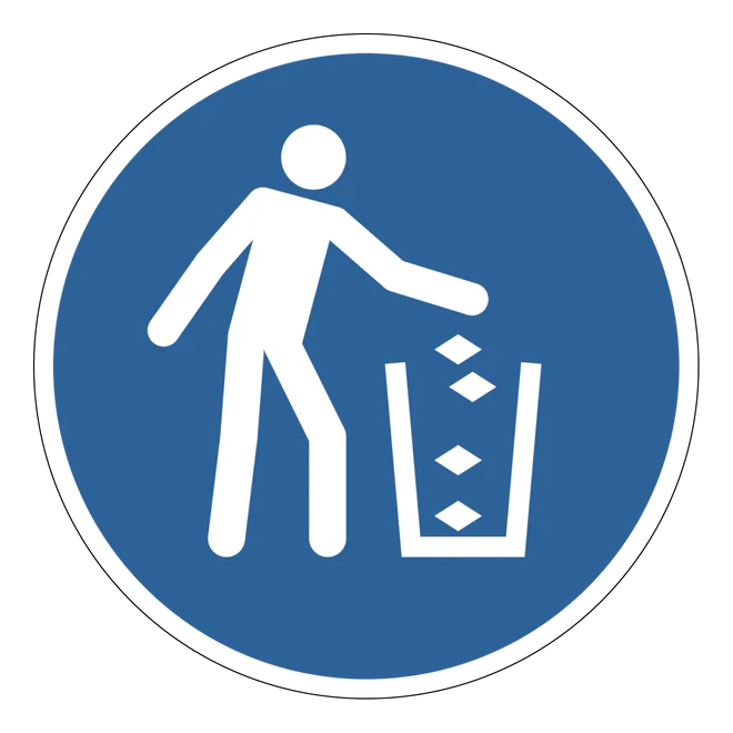 Gebotszeichen Aufkleber - M030 - Abfallbehälter benutzen