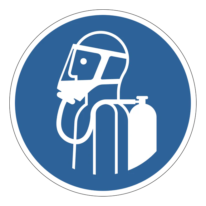 Gebotszeichen Aufkleber - M047 - Umgebungsluftunabhängigen Atemschutz benutzen