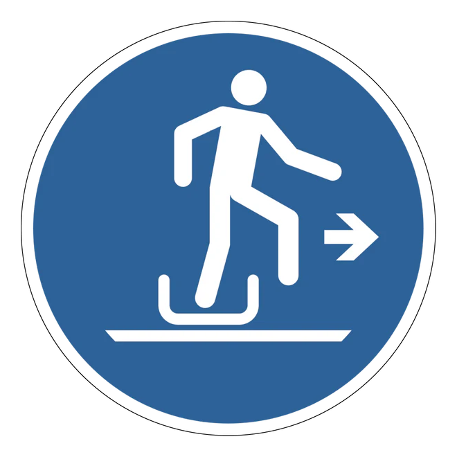 Gebotszeichen Aufkleber - M051 - Beim Ausstieg den Rodel nach rechts verlassen