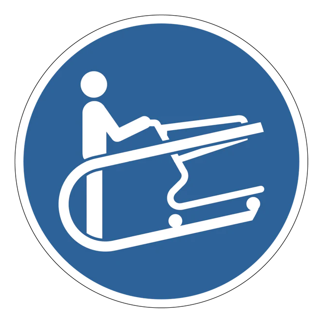 Gebotszeichen Aufkleber - M060 - Griff des Wagens festhalten