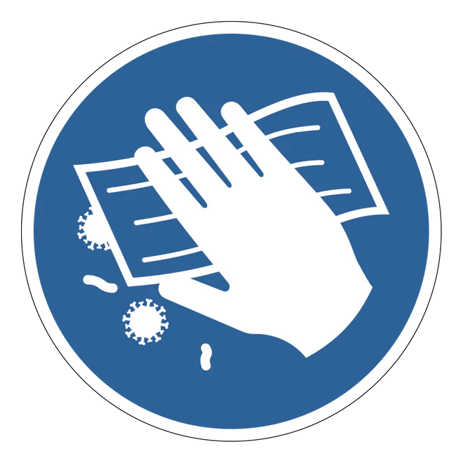 Gebotszeichen Aufkleber - M062 - Fläche desinfizieren