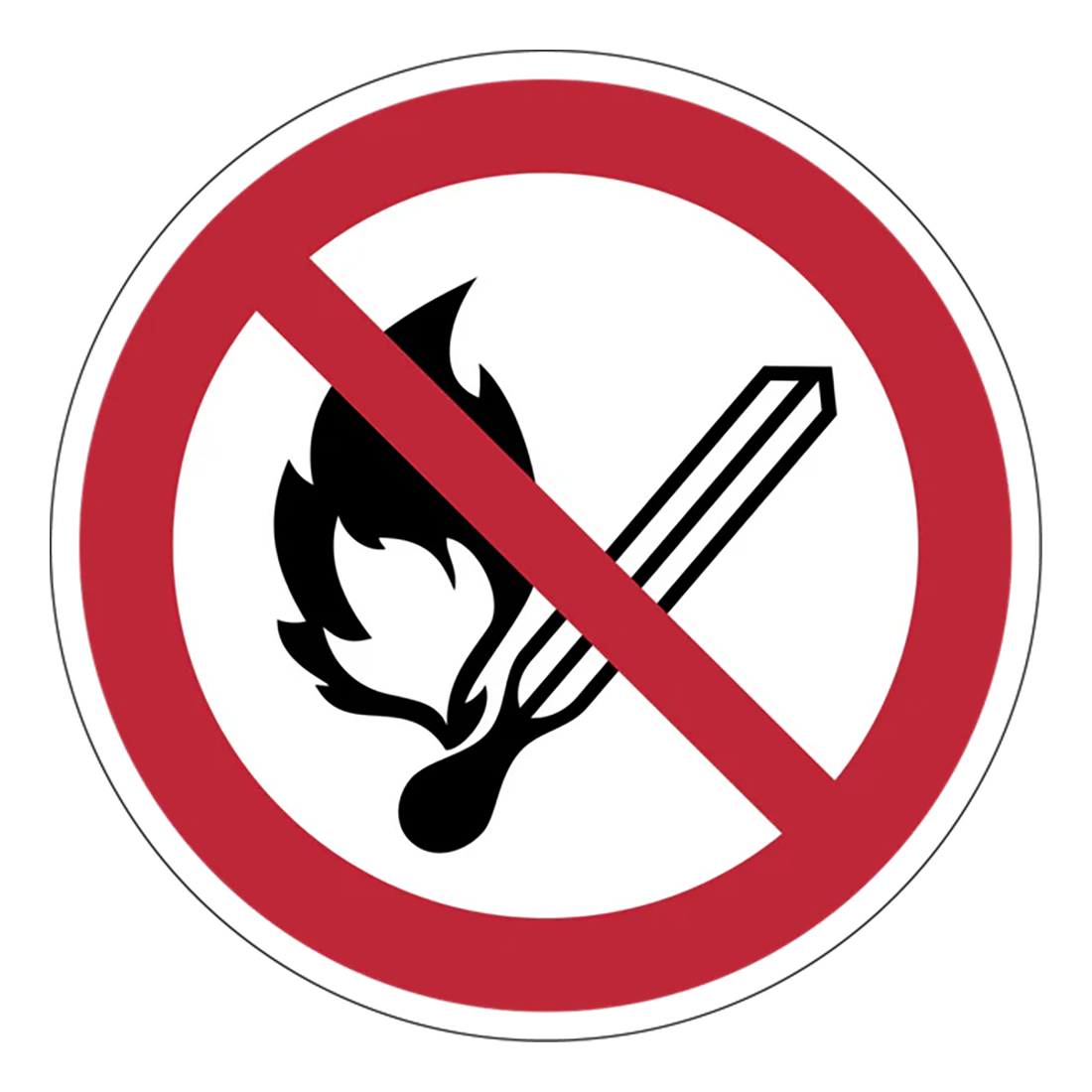 Verbotszeichen Aufkleber - P003 - Keine offene Flamme; Feuer, offene Zündquelle und Rauchen verboten
