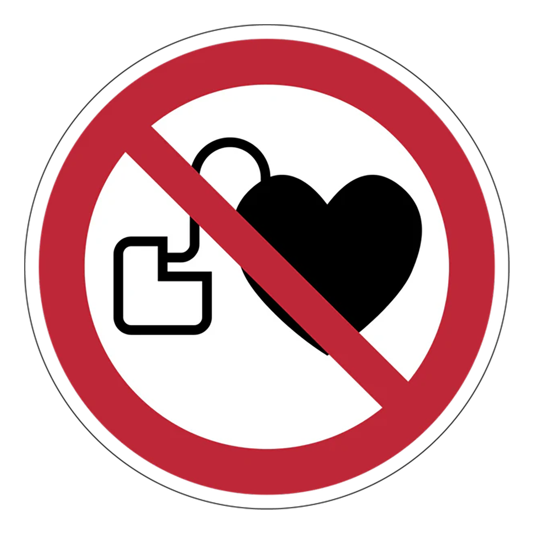 Verbotszeichen Aufkleber - P007 -  Kein Zutritt für Personen mit Herzschrittmachern oder implantierten Defibrillatoren