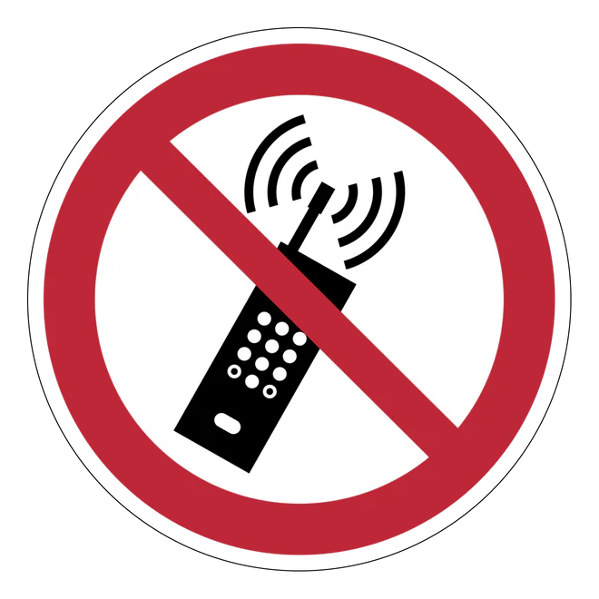 Verbotszeichen Aufkleber - P013 - Eingeschaltete Mobiltelefone verboten