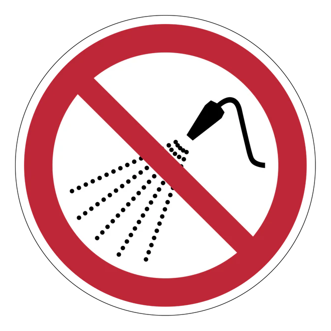 Verbotszeichen Aufkleber - P016 - Mit Wasser spritzen verboten