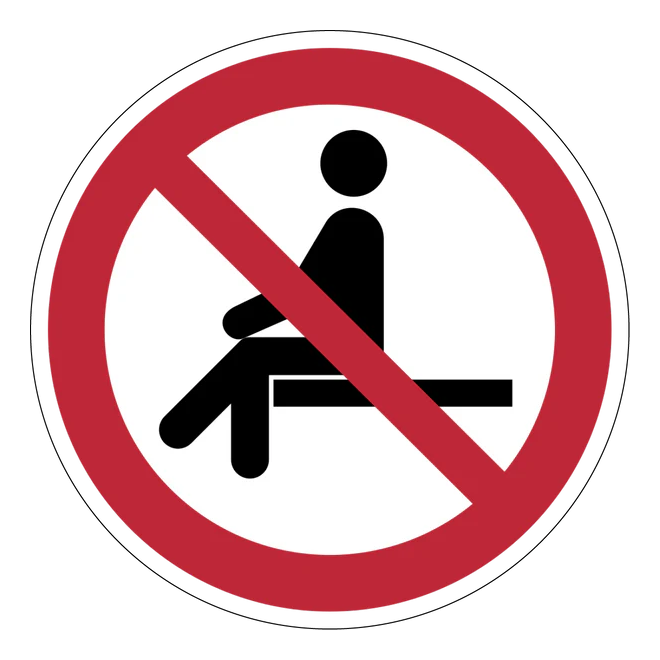 Verbotszeichen Aufkleber - P018 - Sitzen verboten