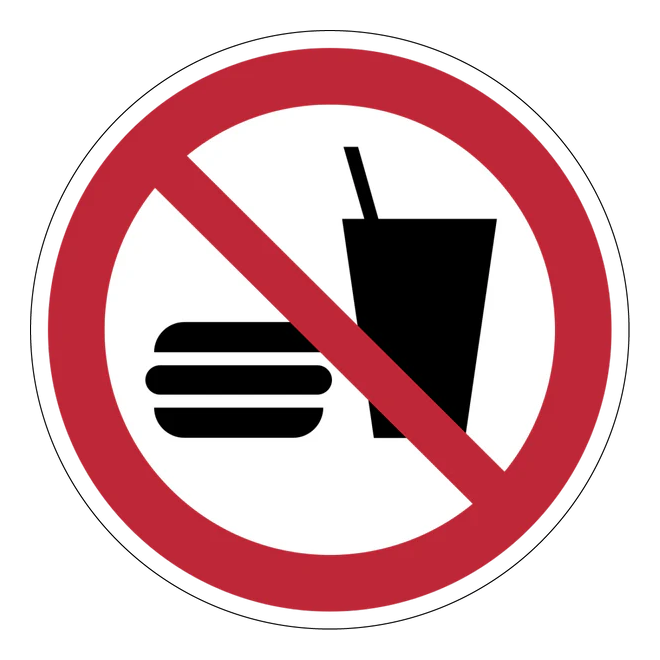 Verbotszeichen Aufkleber - P022 - Essen und Trinken verboten