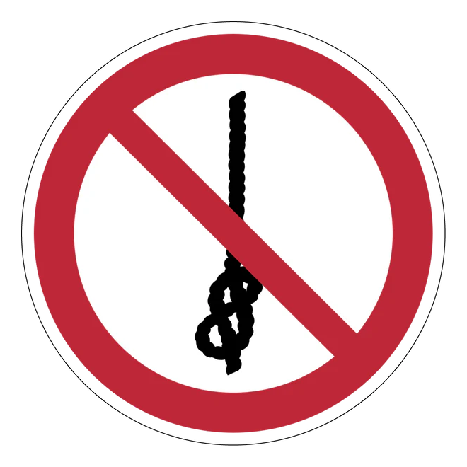 Verbotszeichen Aufkleber - P030 - Knoten von Seilen verboten