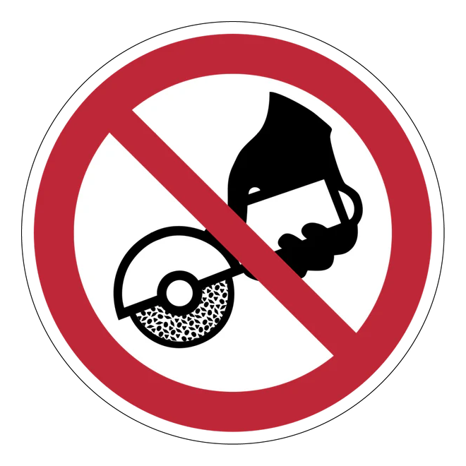 Verbotszeichen Aufkleber - P034 - nicht zulässig für Freihandschleifen und handgeführtem Schleifen