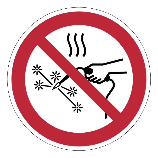 Verbotszeichen Aufkleber - P039 - Heißarbeiten verboten