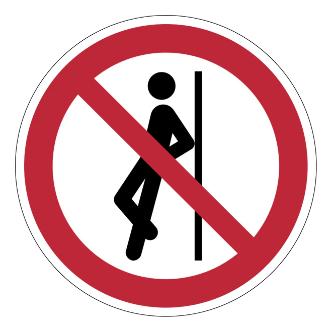 Verbotszeichen Aufkleber - P041 - Gegenlehnen verboten