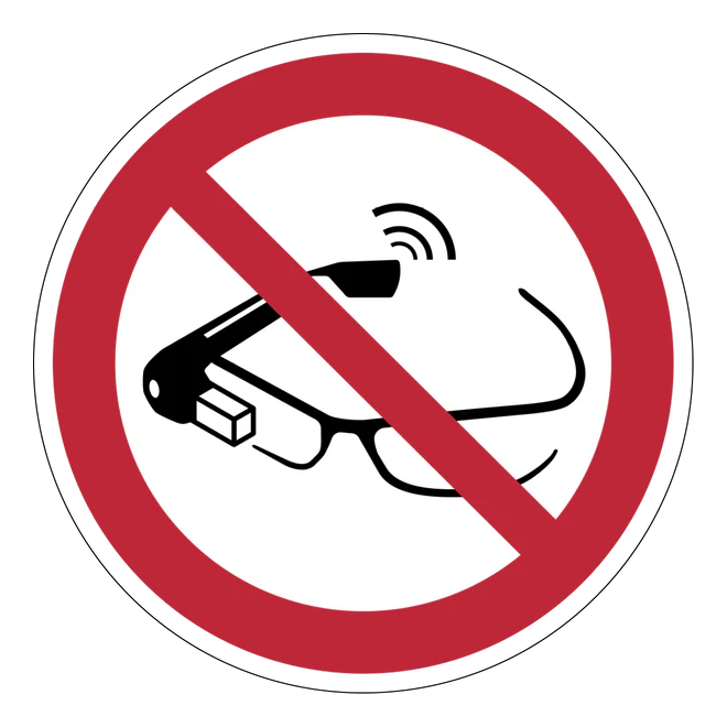 Verbotszeichen Aufkleber - P044 - Nutzung von Datenbrillen verboten