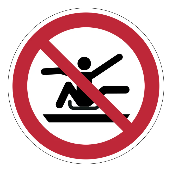 Verbotszeichen Aufkleber - P046 - Nicht aus Rodelschlitten herausstrecken
