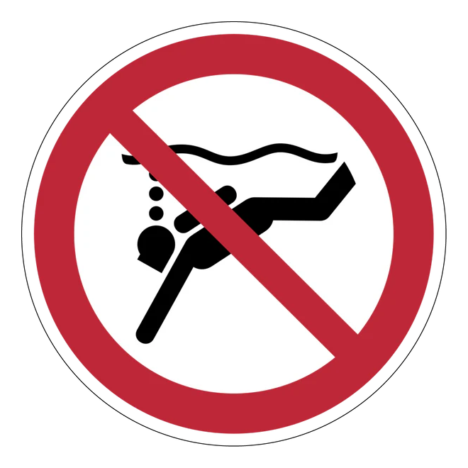 Verbotszeichen Aufkleber - P051 - Geräte-Tauchen verboten