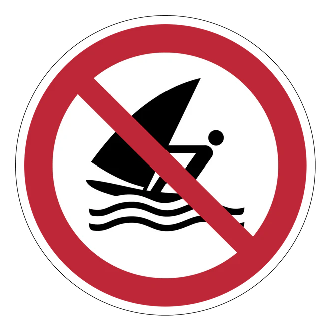 Verbotszeichen Aufkleber - P054 - Windsurfen verboten