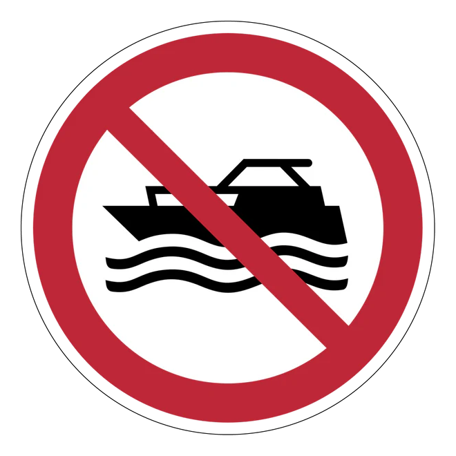 Verbotszeichen Aufkleber - P056 - Maschinenbetriebene Boote verboten