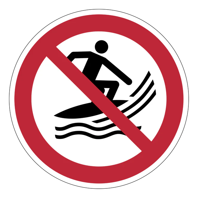 Verbotszeichen Aufkleber - P059 - Surfen verboten