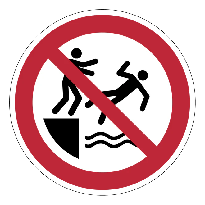 Verbotszeichen Aufkleber - P062 - In das Wasser schubsen verboten