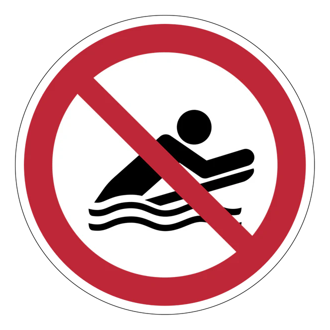 Verbotszeichen Aufkleber - P063 - Body-Boarding verboten