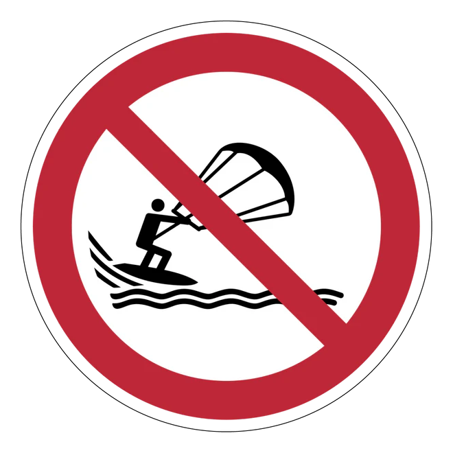 Verbotszeichen Aufkleber - P065 - Kitesurfen verboten