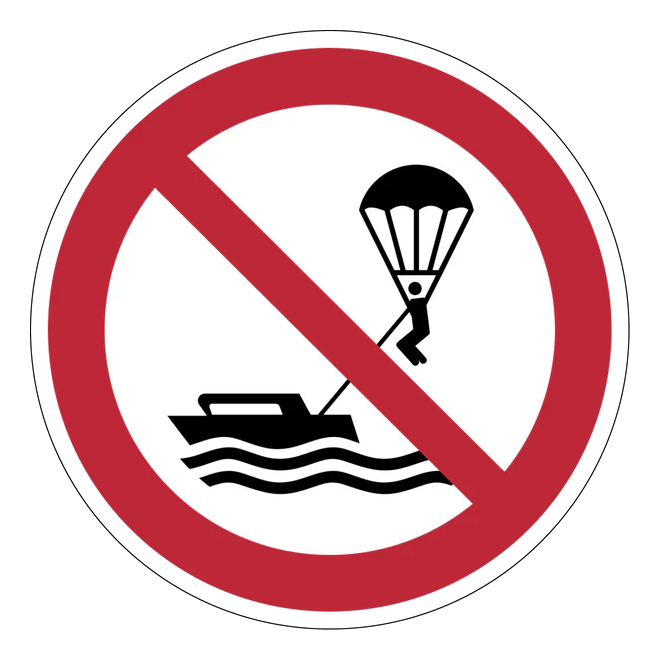 Verbotszeichen Aufkleber - P066 - Parasailing verboten