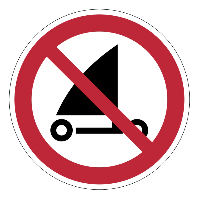 Verbotszeichen Aufkleber - P067 - Strandsegeln verboten