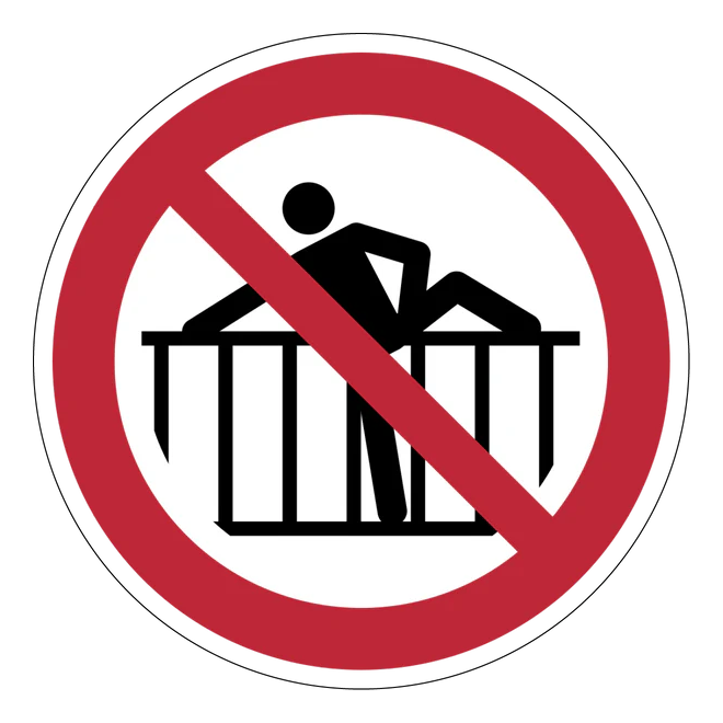 Verbotszeichen Aufkleber - P071 - Barriere übersteigen verboten