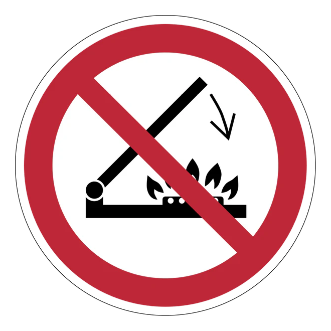 Verbotszeichen Aufkleber - P073 - Deckel nicht schließen, wenn die Brenner in Betrieb sind