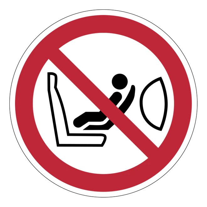 Verbotszeichen Aufkleber - P074 - Kindersitz installieren verboten