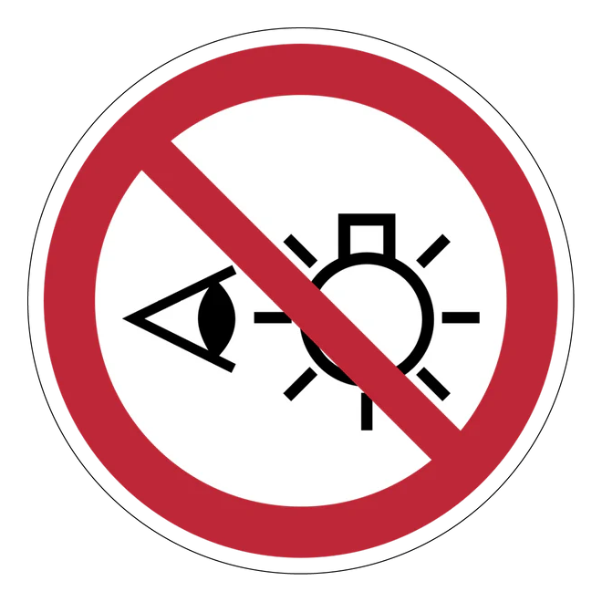 Verbotszeichen Aufkleber - P075 - Nicht in die Lichtquelle schauen