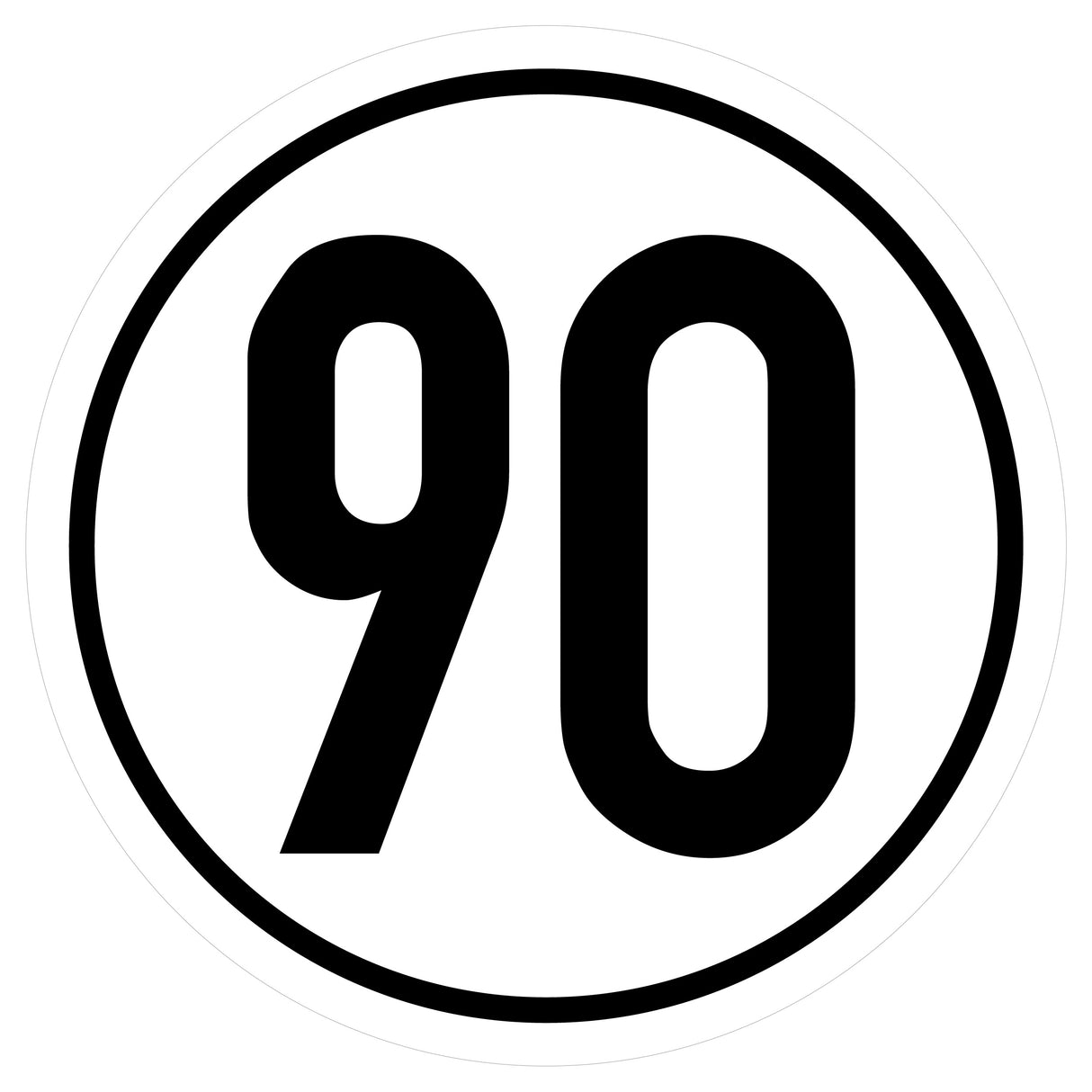 Geschwindigkeitsaufkleber ø 20cm 90km/h DIN 1451 AN1874