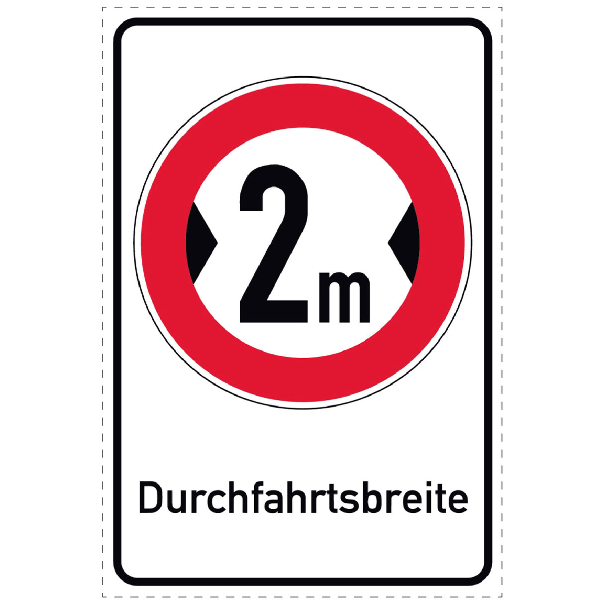Durchfahrtsbreite 2 Meter Schild