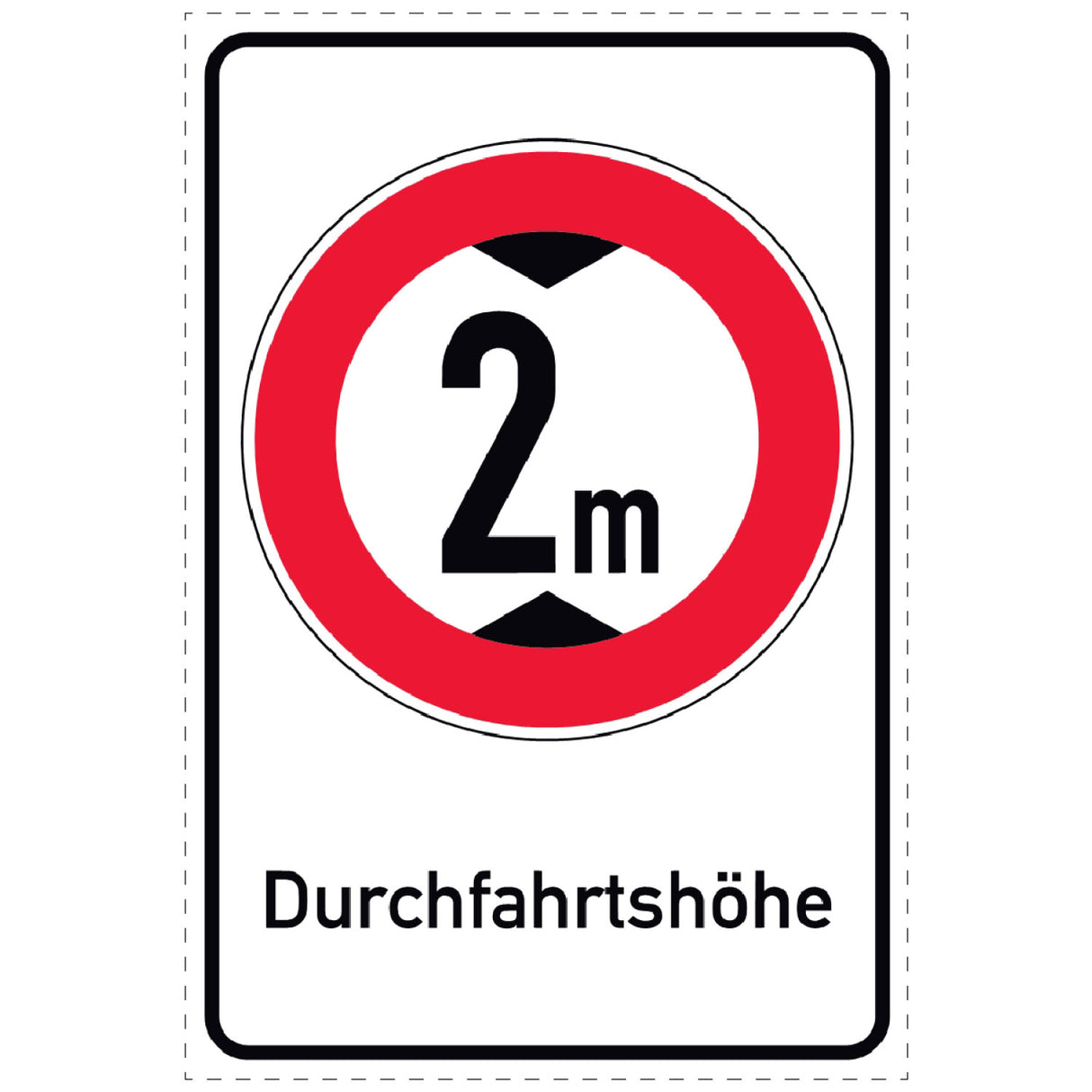 Durchfahrtshöhe 2 Meter Schild