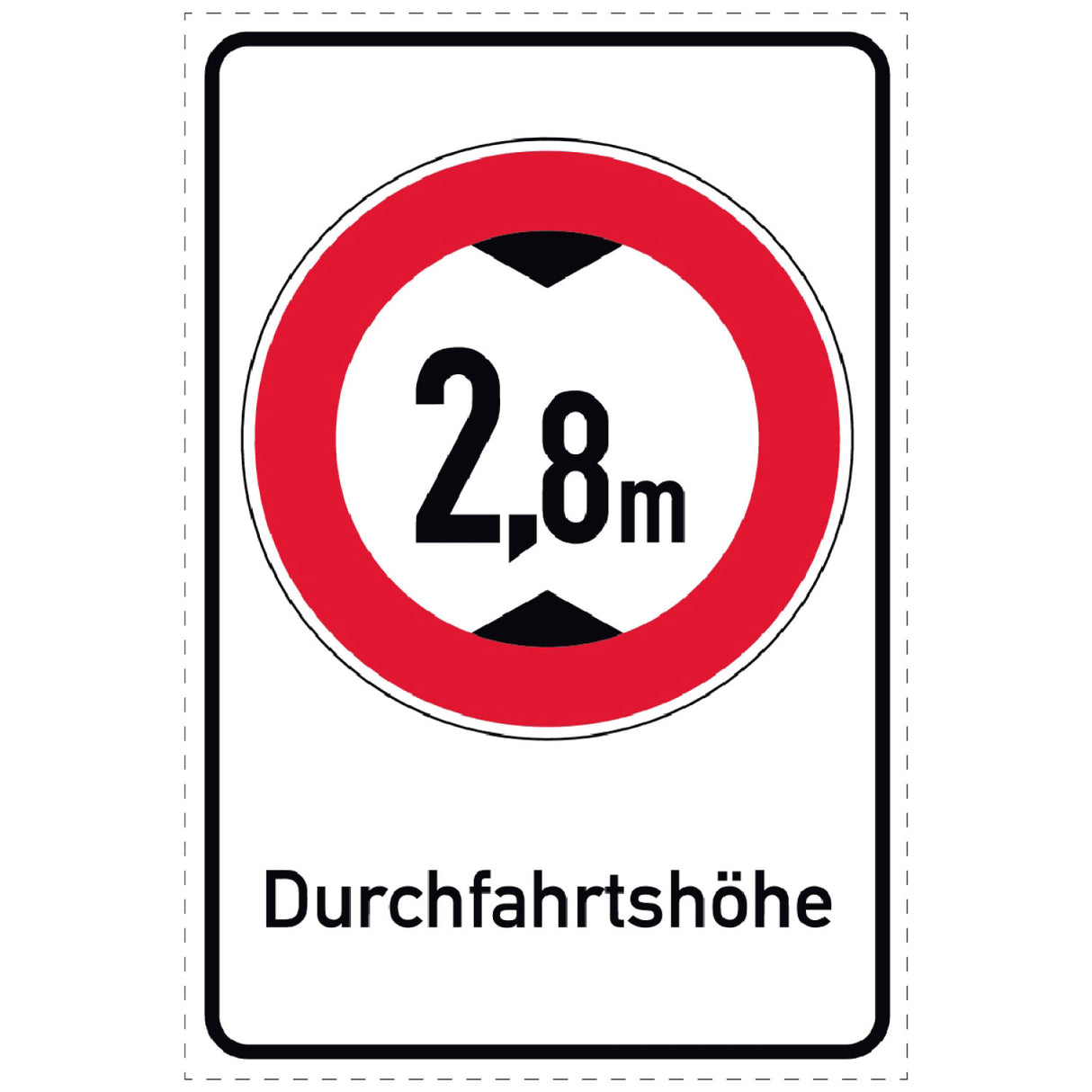 Durchfahrtshöhe 2.8 Meter Schild