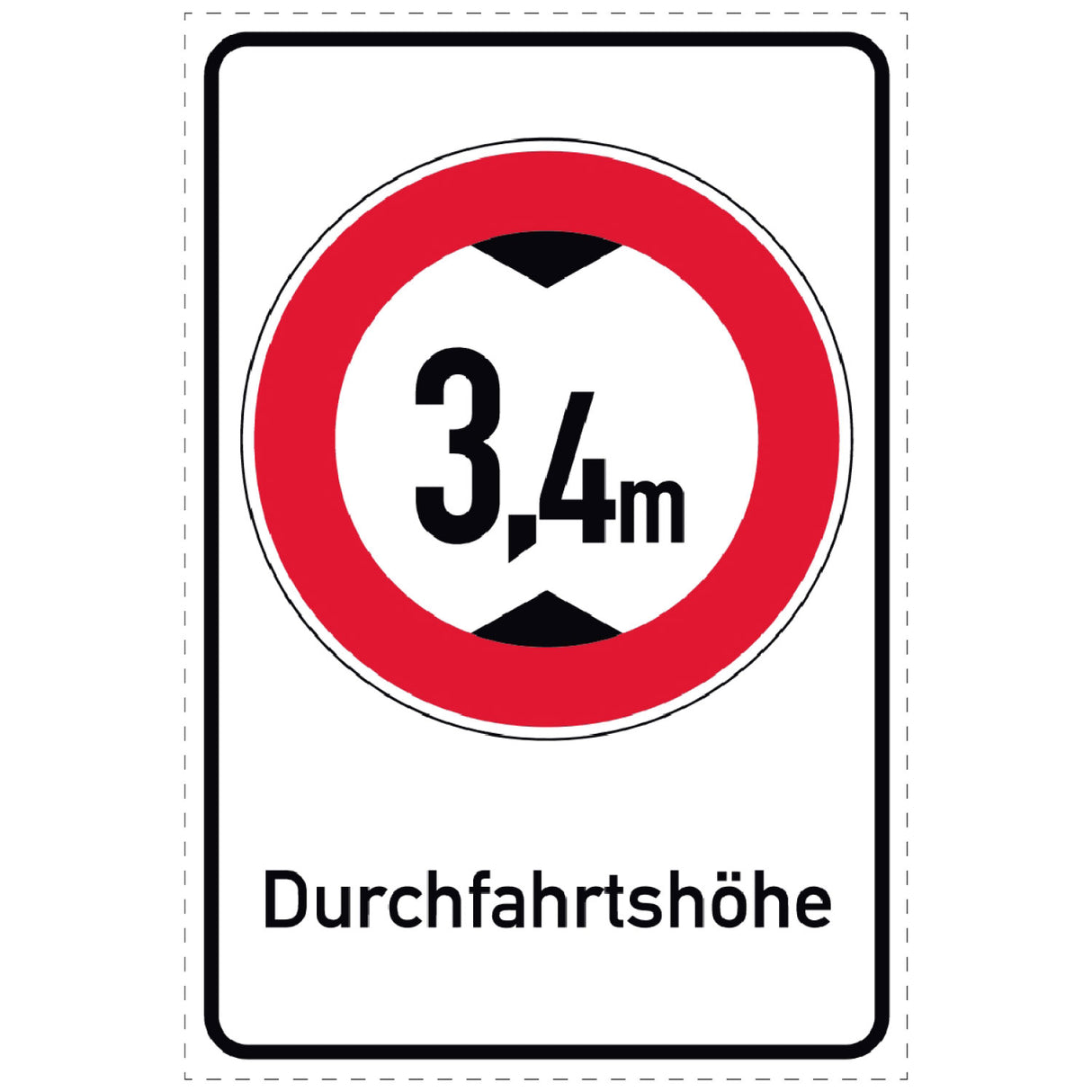 Durchfahrtshöhe 3.4 Meter Schild