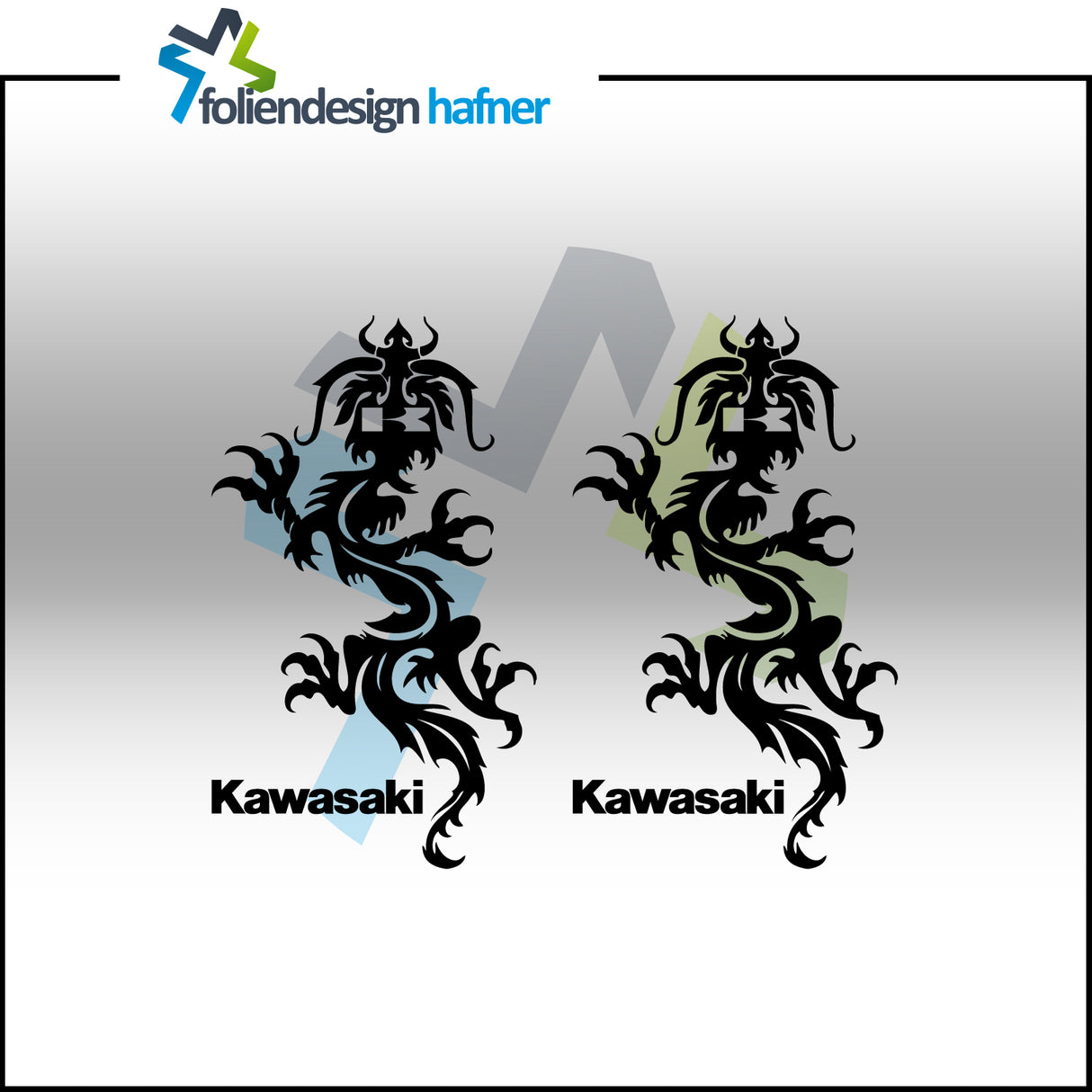 Kawasaki Drache Aufklber inkl. Kawasaki Schriftzug